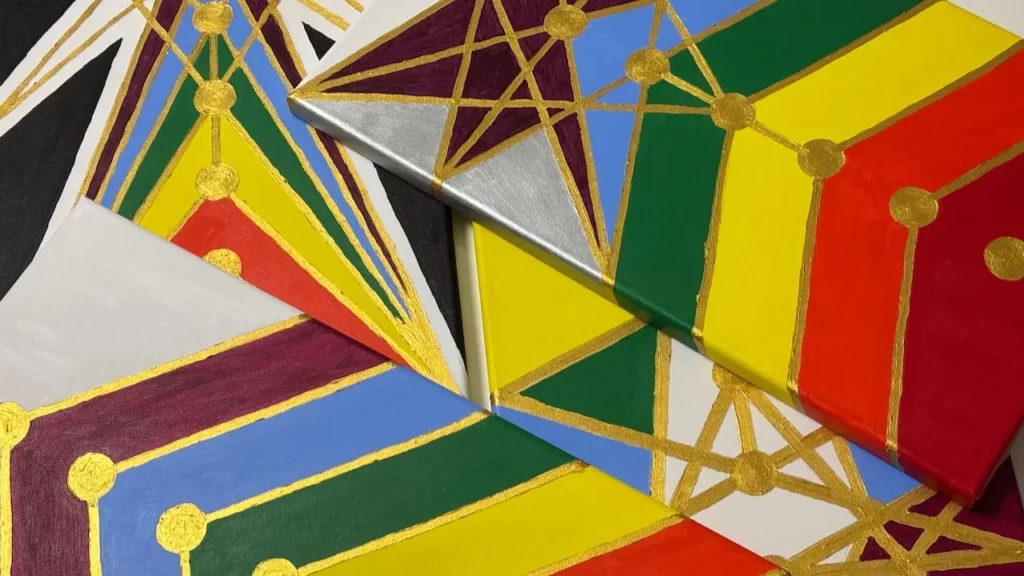 Chakra-Bilder in Acrylfarbe auf Leinwand, spirituelle Kunst selbst gemalt